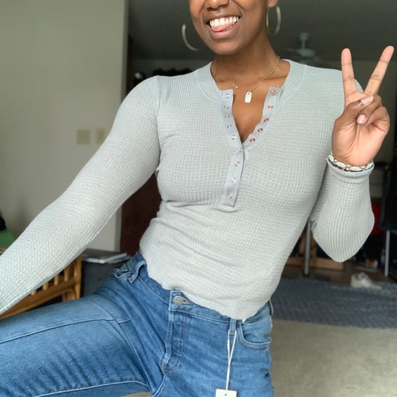 Free People Tops - ❌SOLD❌ Free People One Of The Girls Henley Grey XS